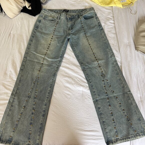 Pretty Little Thing Studded Low Rise Jeans - Picture 1 of 3